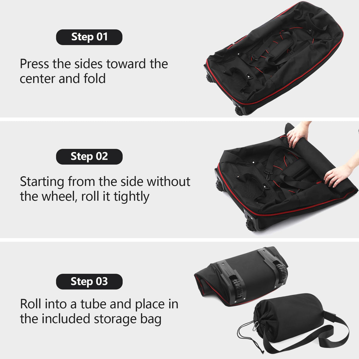 Morthanabag 32” 1680D Oxford Foldable Duffle Bag with 2 Wheels,110L to 140L Expandable Soft Sided Rolling Travel Bag,Black-red