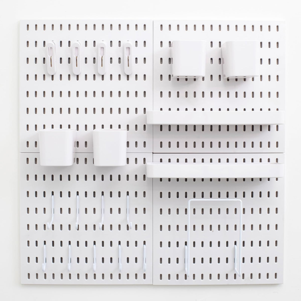 RIVTUN Wall-Mounted Pegboard Kit, 25.2" x 25.2" Organizer Panel – Large, Cost-Effective & Nail-Free Installation White