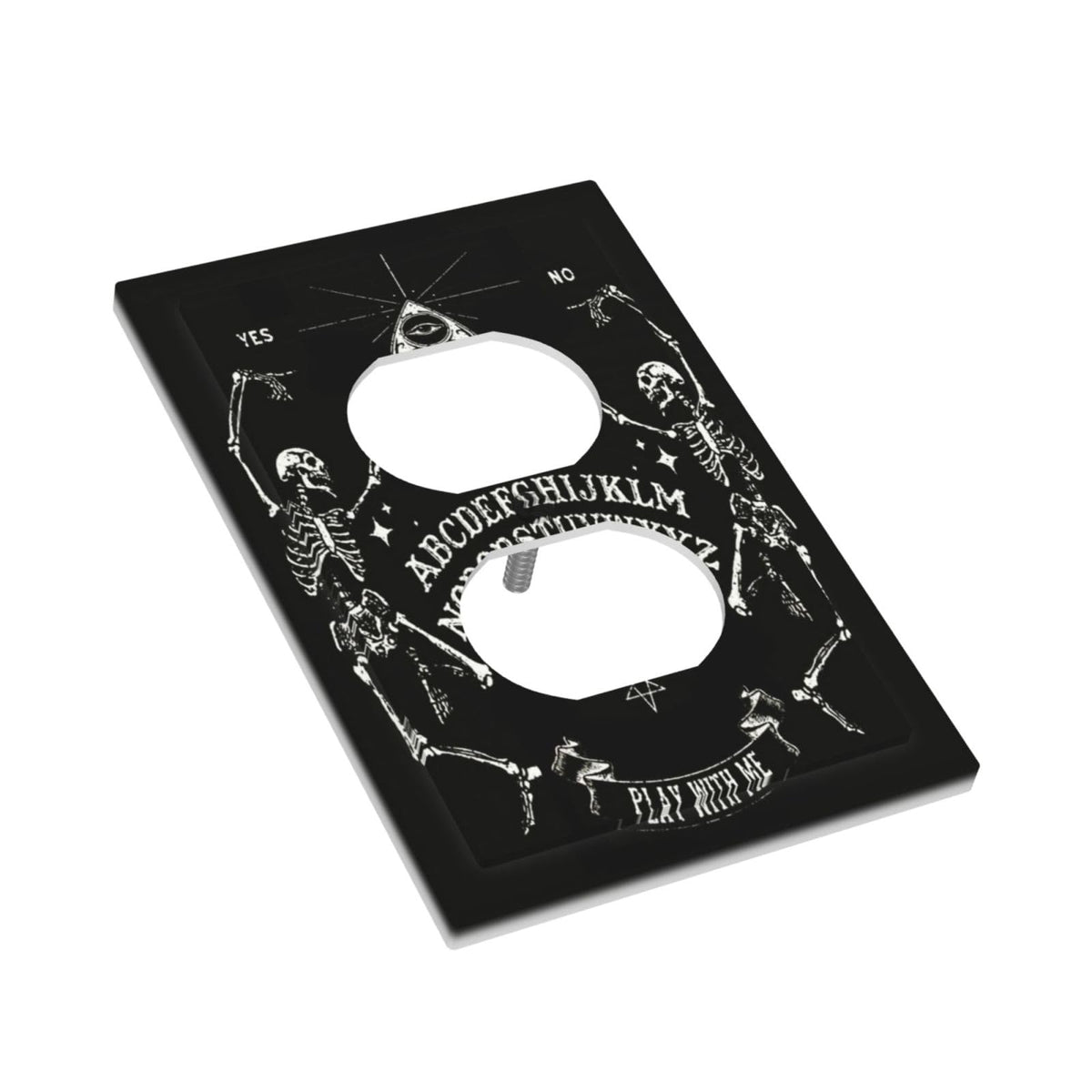 Decorative Dark Skull Gothic Skeleton Duplex Wall Plate 1-Gang Receptacle Outlet Cover Cool Halloween Funny Hippy Mystic Eyes Lovers Aesthetic Electrical Light Faceplate Switch Plate Covers