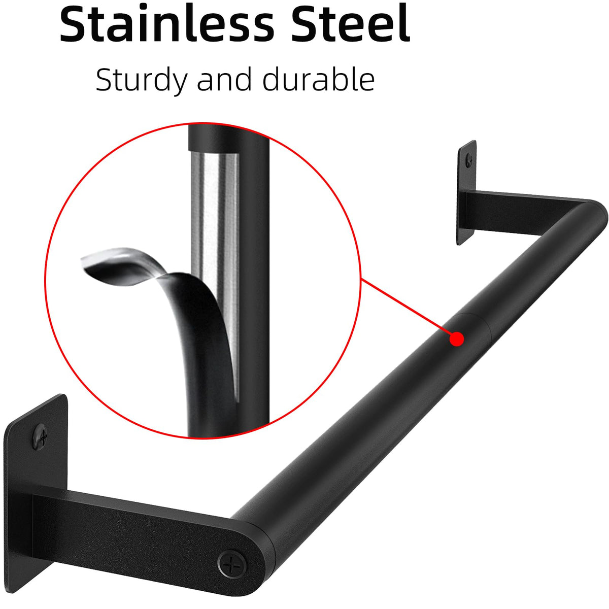 Bathroom Towel Bar, 24 Inch Towel Racks for Bathroom Wall Mounted, Heavy Duty Hand Towel Holder Organizer, Modern Home Decor Towel Rod, Matte Black Single Bar