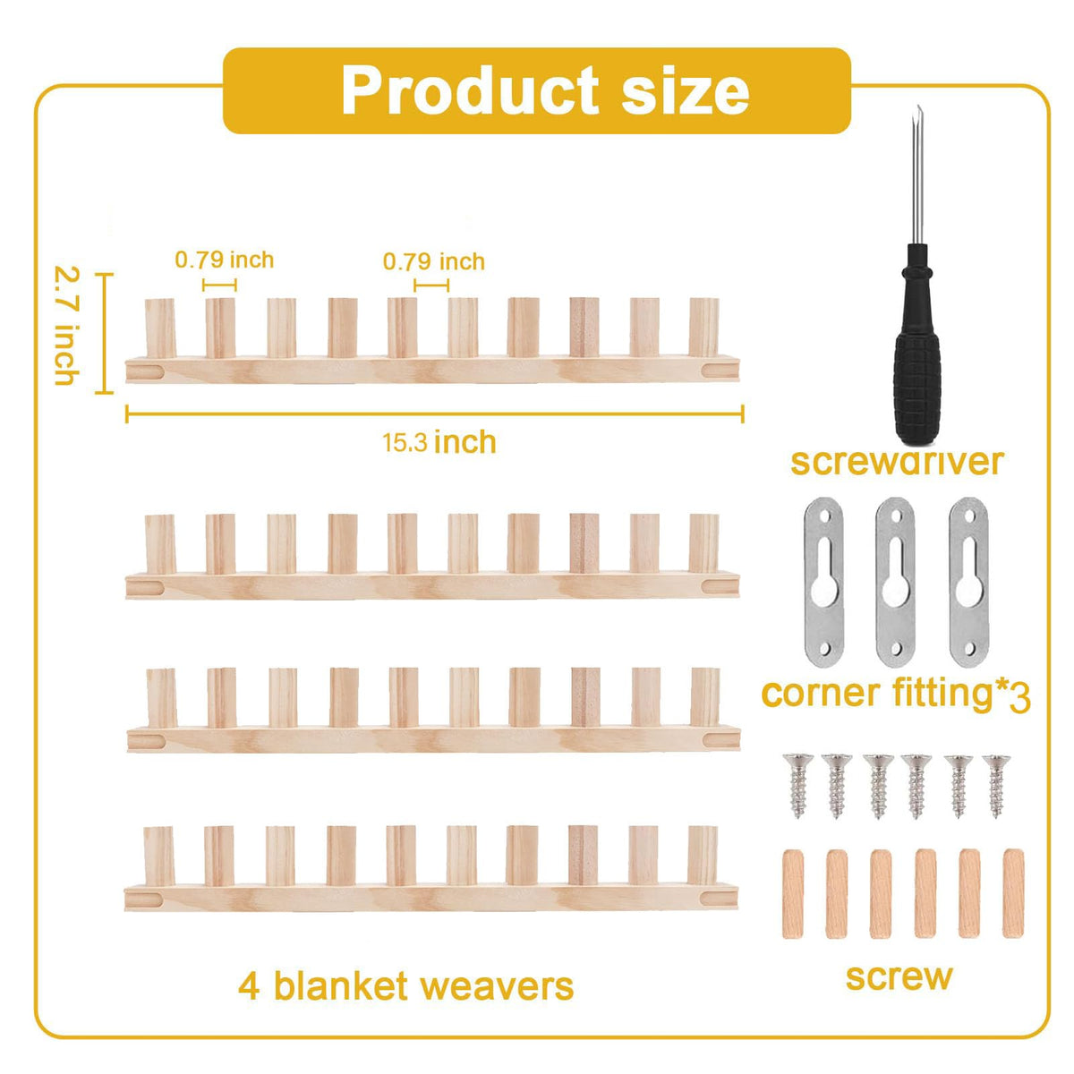 PHENNFUSION Chunky Blanket Loom for DIY Throw Blankets, 61.4" Wooden Loom Frame Adjustable Size Foldable Portable Hand Knitting Yarn Chunky,No Needles Required,Beginner Friendly Yarn Craft