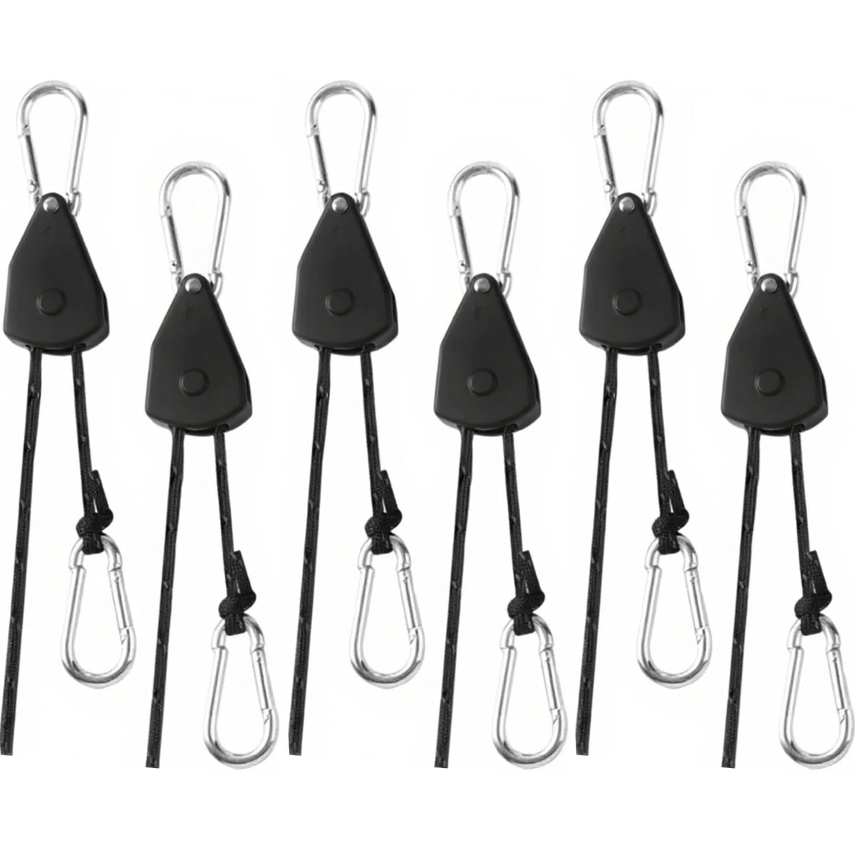 Longer 15ft Ratchet Strap Rope Tie Down Rope Rollers 6 Pack Paracord Tarps Tie Downs Small Cam Jam Retractable Paracord Ropes Tightener for Tent Canopy Use 1/8 inch