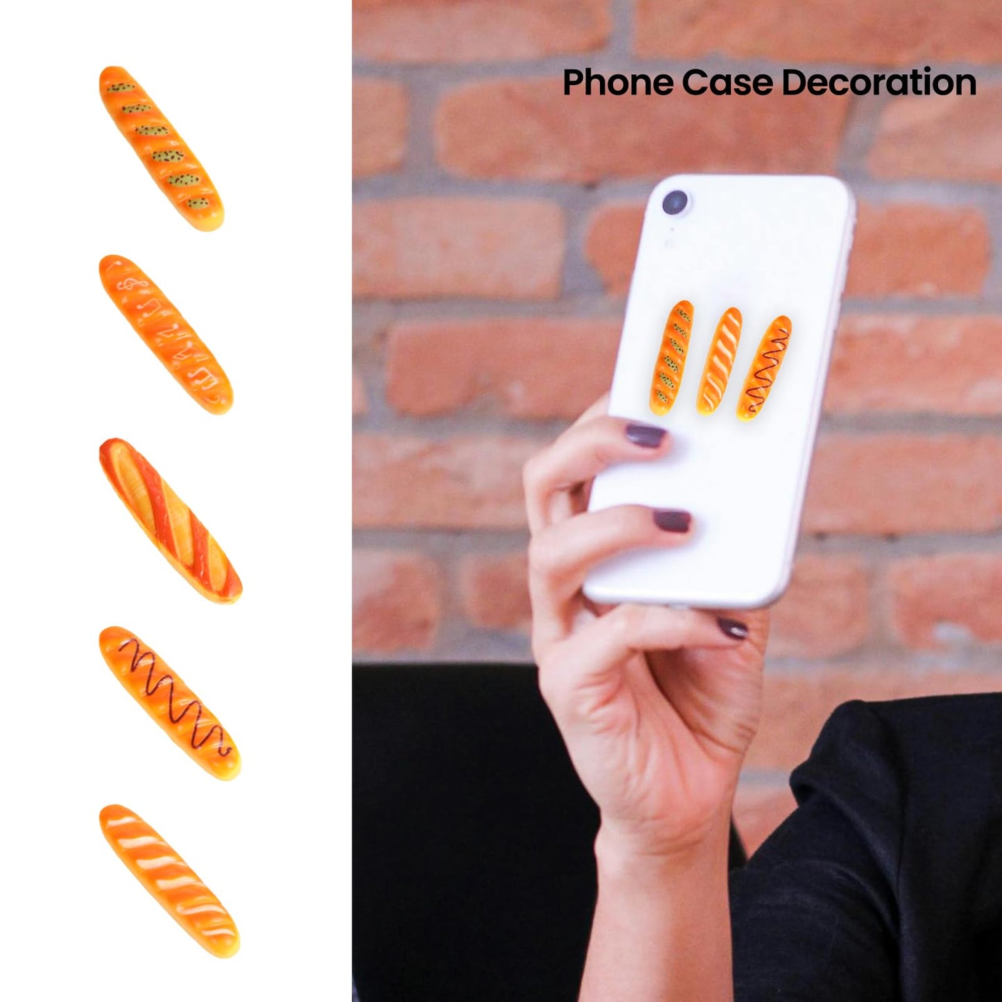 100Pcs Mini Fake Bread, Miniature Resin Food, Fake French Bread, Artificial Food Model for Mini House Kitchen Fairy Garden Cake Party Decor Display Props (Random Styles)