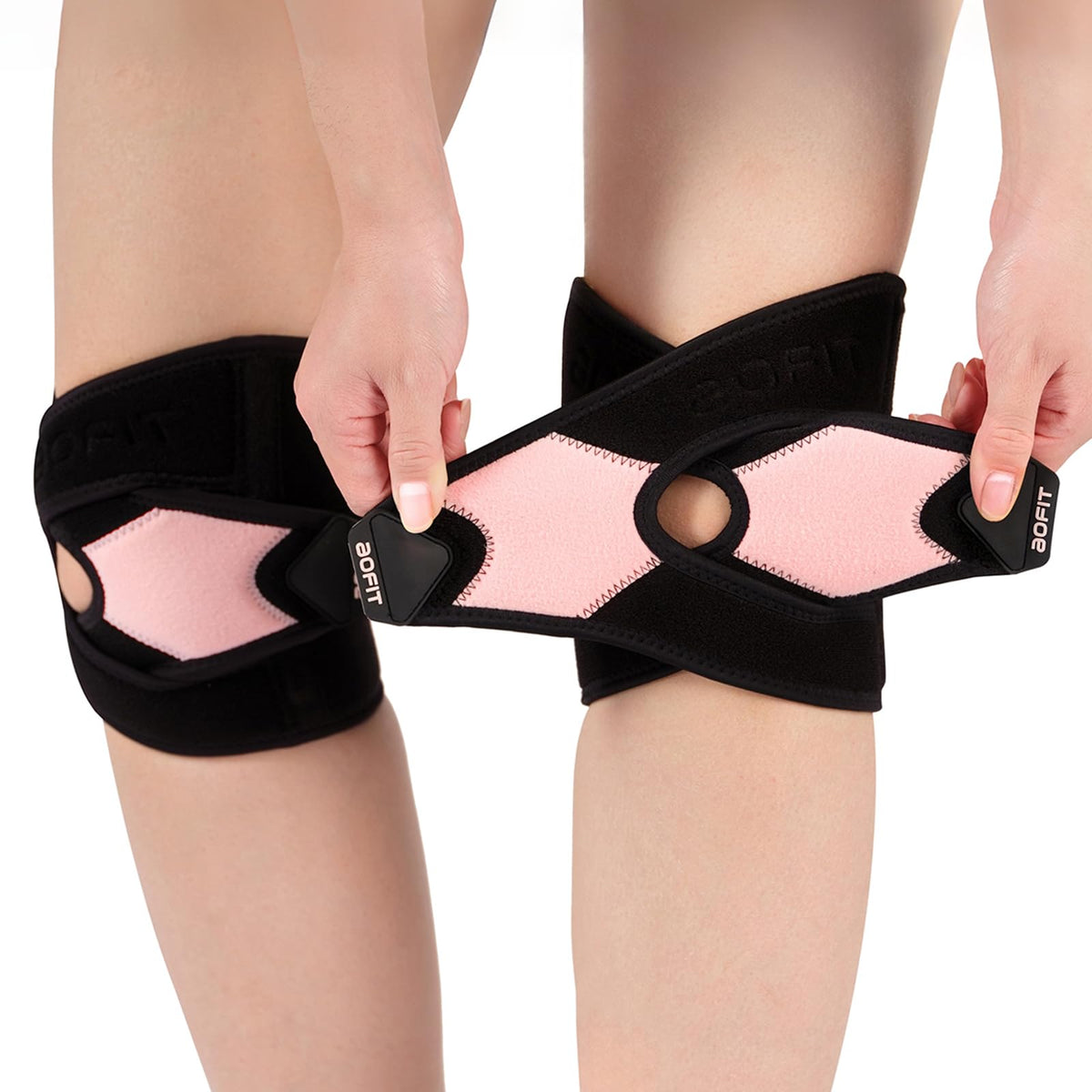 aoFIT Knee Brace for Women Men Knee Pain Meniscus Tear Arthritis Patella Dislocation Best Osteoarthritis Adjustable Compression with Memory Stabilizers Breathable for Injury Recovery M2pcs