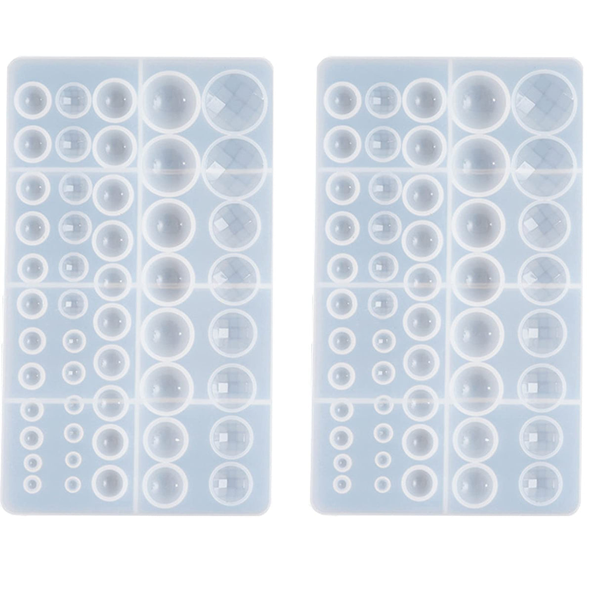 DD-life 2 Pcs Cabochon Gem Silicone Mold, Clear Round Silicone Mold for Making Earrings Jewelry Making Crafting Projects(Large)