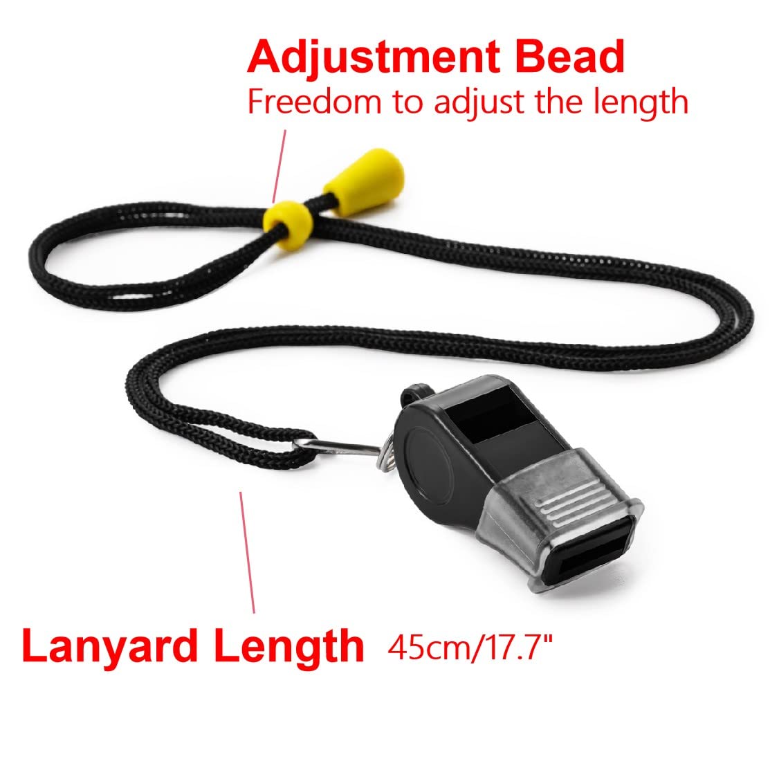 MISUYACO 12 Pack Sport Whistles with Lanyar for Coaches, Referees and Officials, Loud Crisp Sound (12 Pcs(Black))