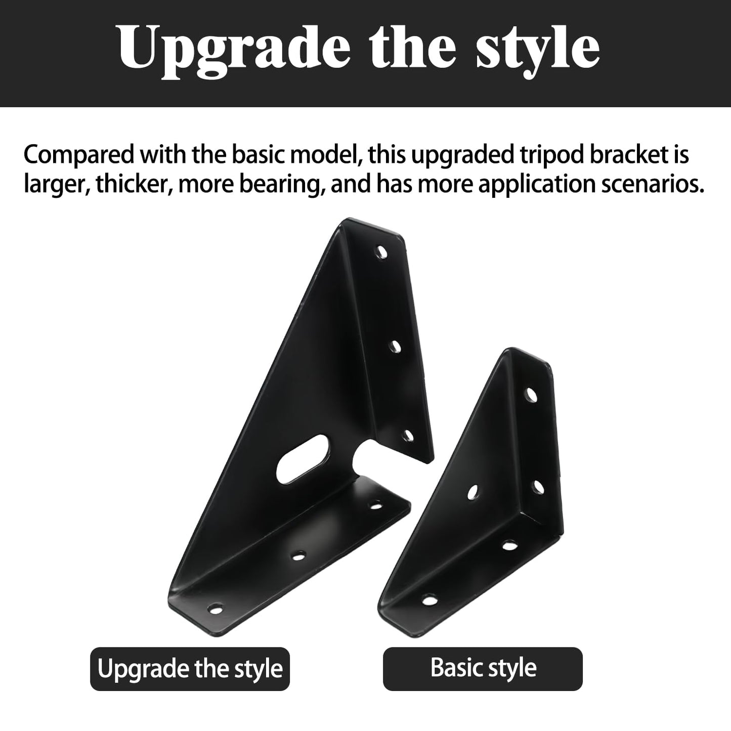 L&M Heavy Duty Gusset Joints 4 Pcs, Trapezi Corner Code, Bracket Corner Brace Bracket Fasteners, Furniture Shelf Support Joint Fasteners for Table, Chair Cabinet Bed Stabilization (Black)
