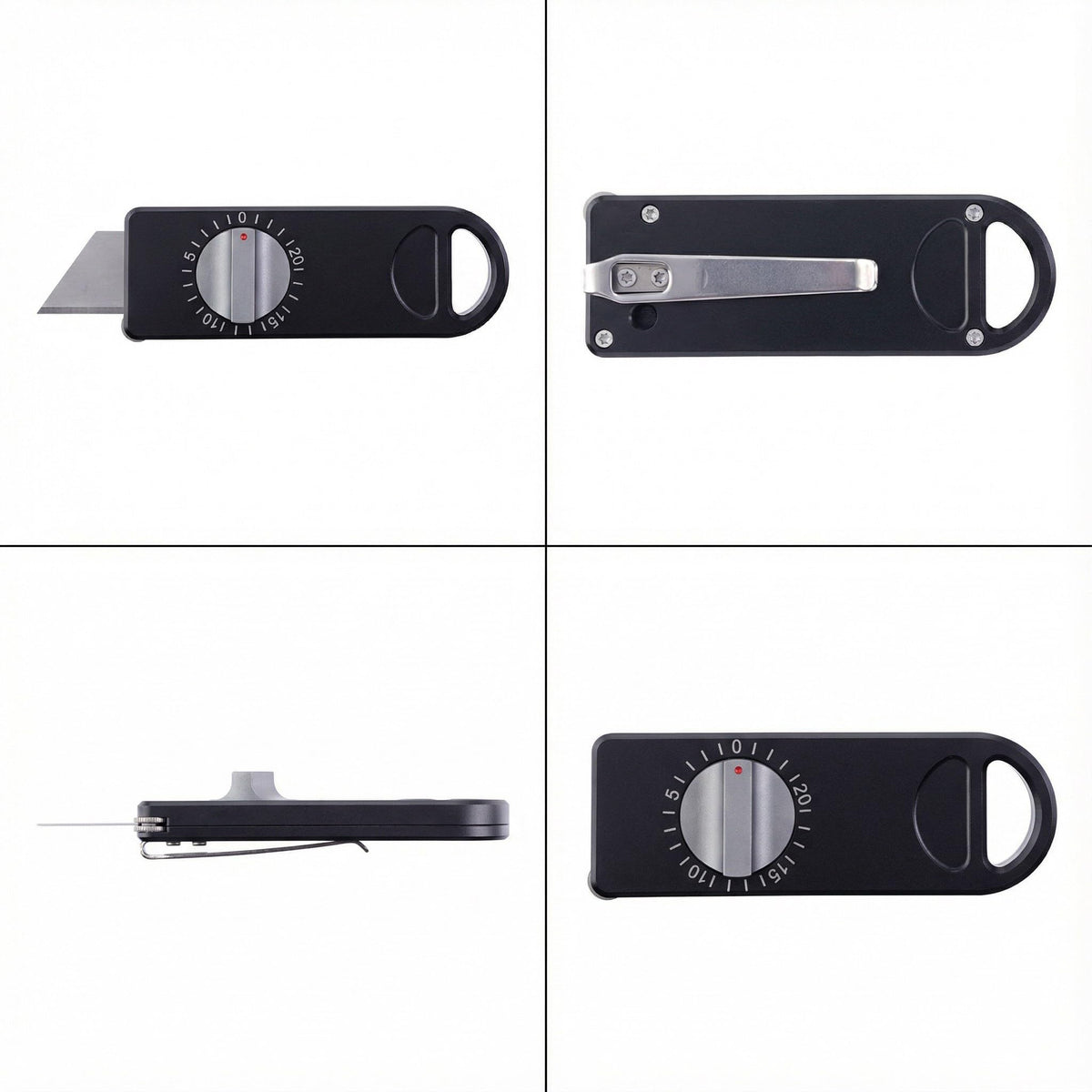 Fortedgear EDC Utility Knife with Precision Scale Knob, CNC Aviation Aluminum Box Cutter, Roller Guide Leather Craft Tool for Paper & Mailroom, Includes 10 SK2 Blades & Gift Box (Black)