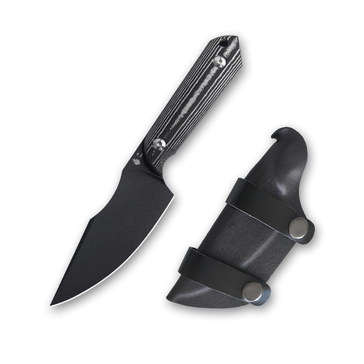 Kizer Harpoon Fixed Blade Knife, D2 Blade with Black Micarta Handle Hunting Knife, EDC Fixed Blade Knife with Sheath, Hiking Camping Knife 1040A1