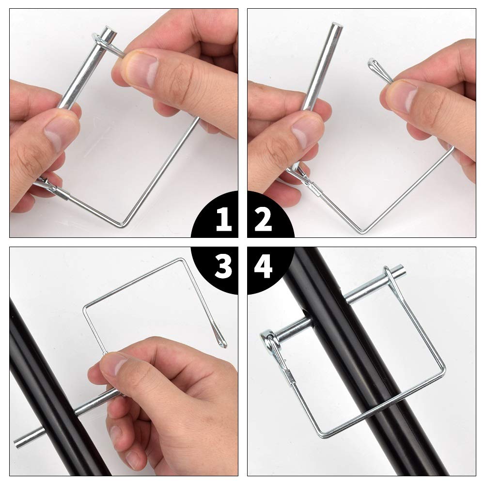 10 PCS Square Pto Pin Shaft Locking Pin 1/4 pin Hitch pin Wire Lock Pin Safety Coupler Pin 1/4" x 2-3/4"for PTO,Farm,Lawn,Hitches,and Garden (10 PCS Trailer Pins)