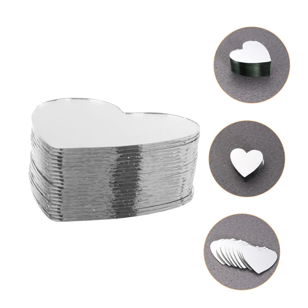 EXCEART 30Pcs Heart-Shaped Glass Mirror Tiles for DIY Craft Projects Compact Small Mirrors with Smooth Rounded Edges Safe for Handbag Storage and Makeup Vanity