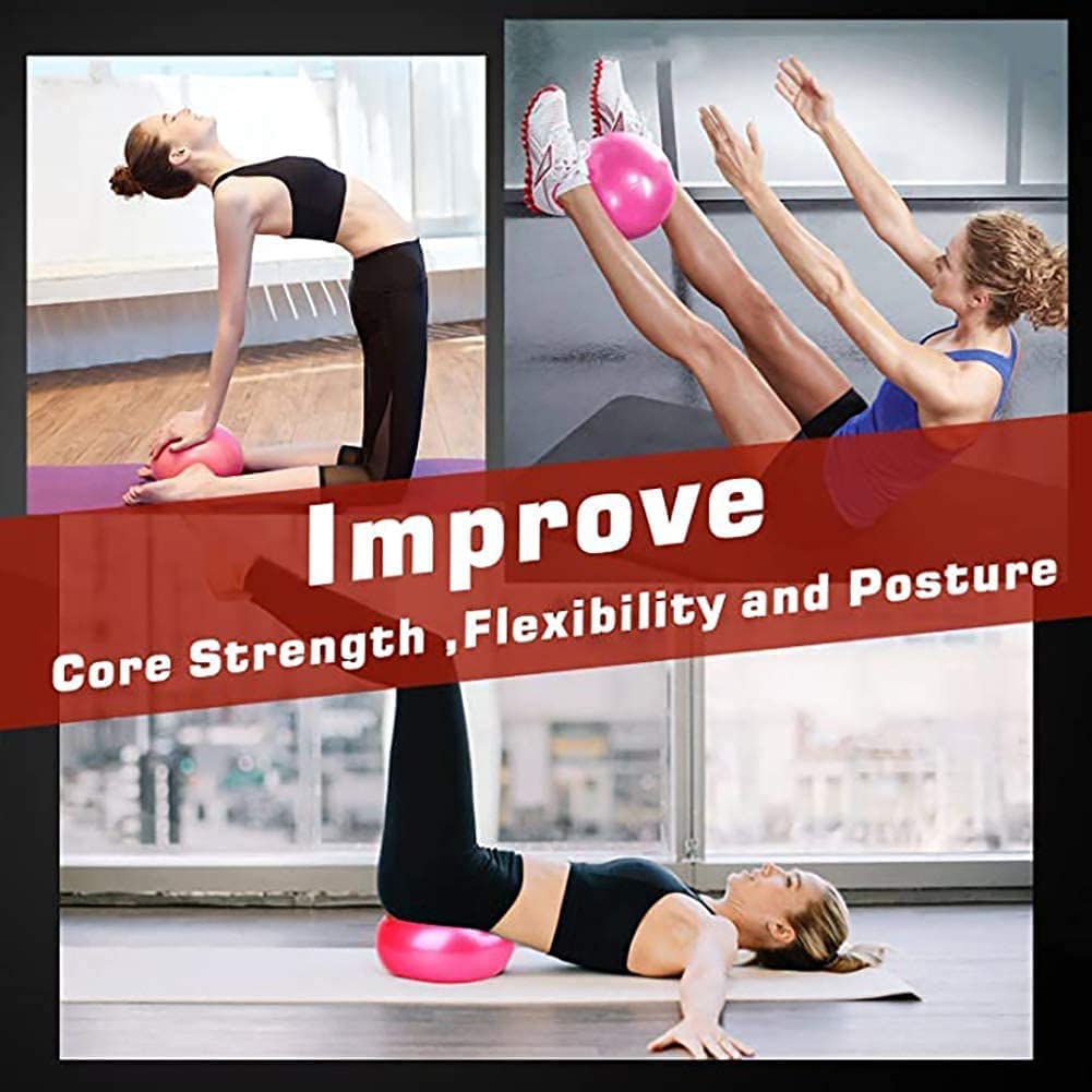 XIECCX 9 Inch Mini Exercise Pilates Yoga Balls Therapy Balance Micropore Ball Barre Equipment for Home Stability Physical Core Training with Pump(5 PCS)