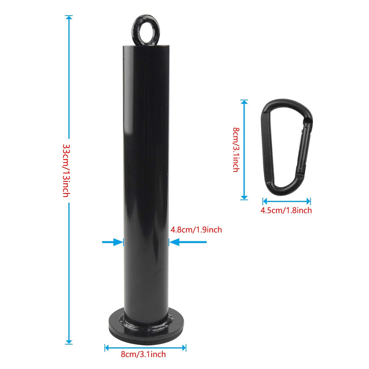 LFJ Weight Loading Pin with Carabiner fit 1 inch and 2 inch Olympic Weight Plate for Cable Pulley System LAT Pulldown (Olympic Plates Loading Pin)