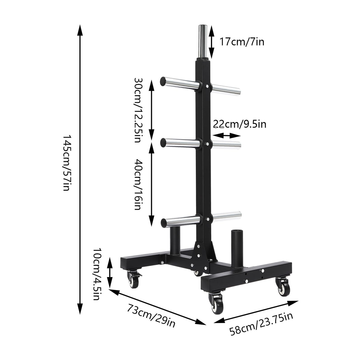 Pyroarle Plate Rack Tree, All Weight Plate Tree Holder & Vertical Barbell Storage Rack with Wheels, Commercial Olympic Weight Plate Tree for Homes, Hotels, Gyms