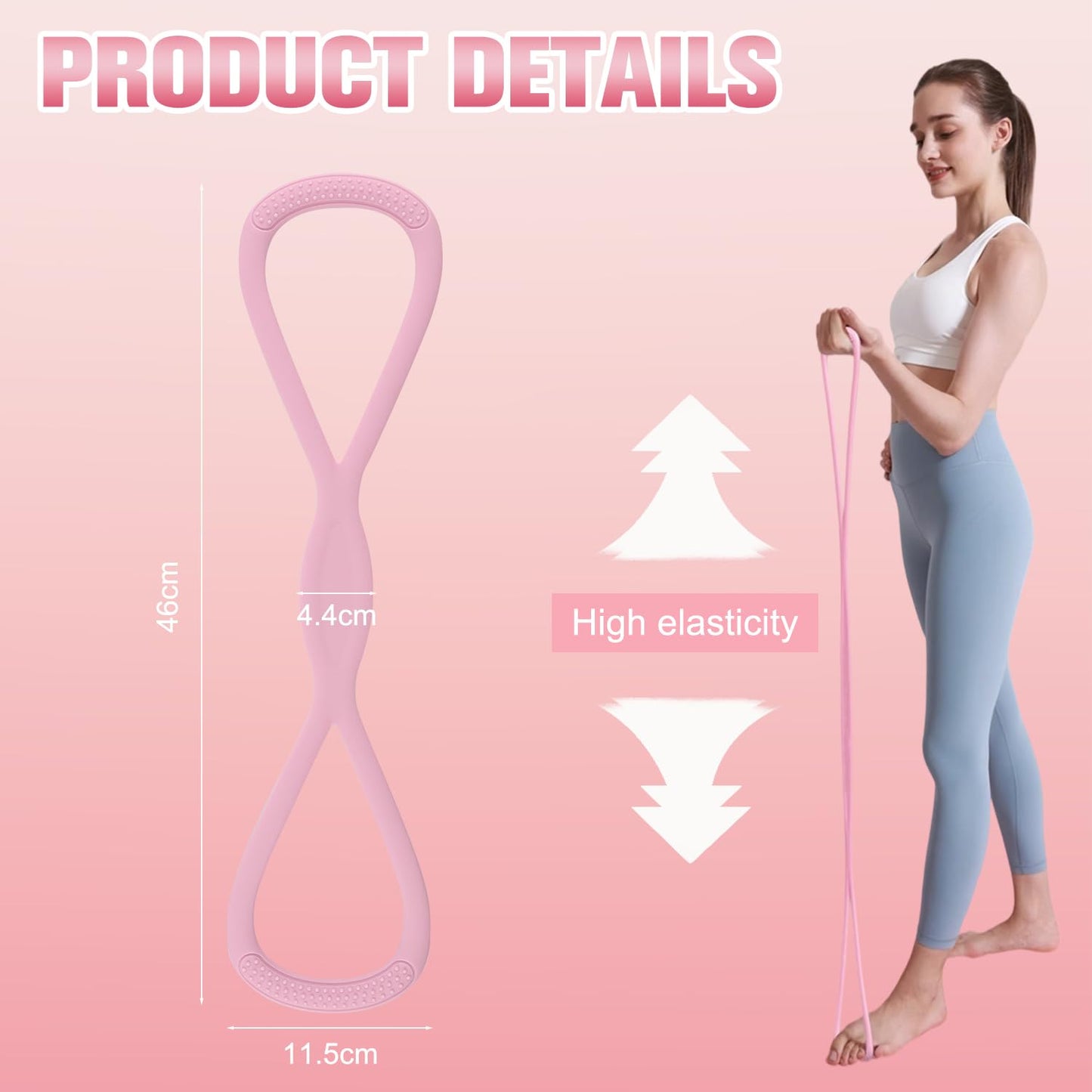 Resistance Bands, Figure 8 Exercise Bands for Women Men, Arm Back Elastic Rope for Glutes,Back,Fullbody Yoga Pulling Rope, Gift for Sports Lover/Beginner (25 lbs) (Blue)