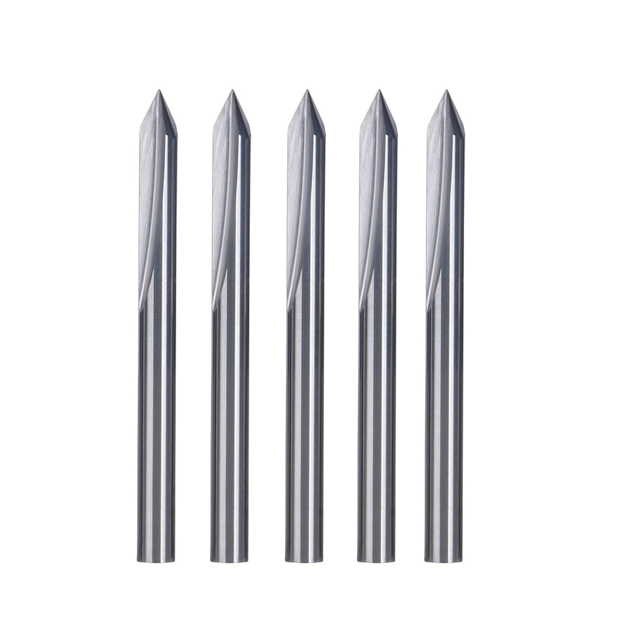 HUHAO 5PCS CNC Wood Carving Router Bit Set,60 Degree Engraving 1/8 Inch Shank V Bit 2 Flute 0.1mm Tip Carbide V Bit for Acrylic Metals Wood MDF PVC
