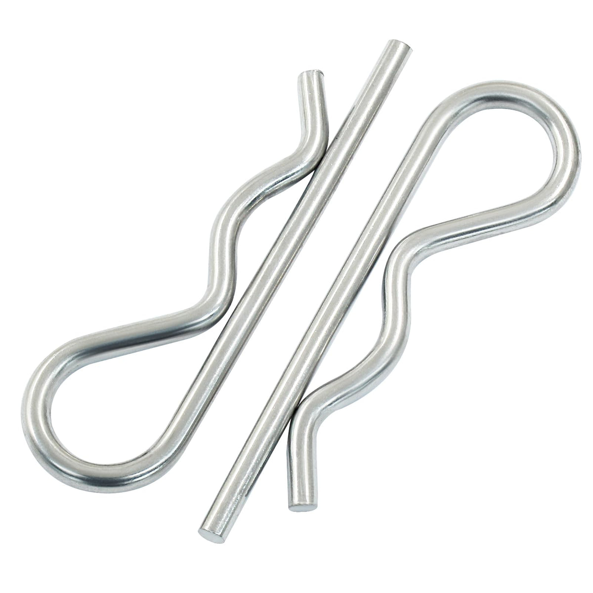 Moicstiy 2Pcs M5x100 mm R Clips, 4 Inch Stainless Steel Hitch Pins Clip, Retaining Cotter Pins Wire Hair Pins for Trailer Pin Clips Lock (Silver)