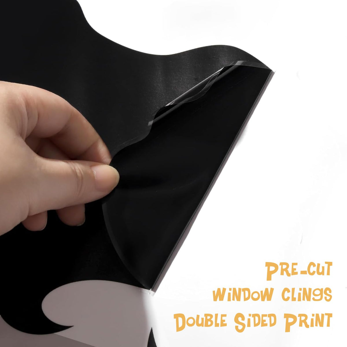 Halloween Window Clings Decoration - 35" Large Double Sided Hocus-Pocus Decor Halloween Witch Silhouette with Black Cat Bat, Spooky Scary Window Decals Stickers Home Decor for Glass Mirror, 3 Sheets