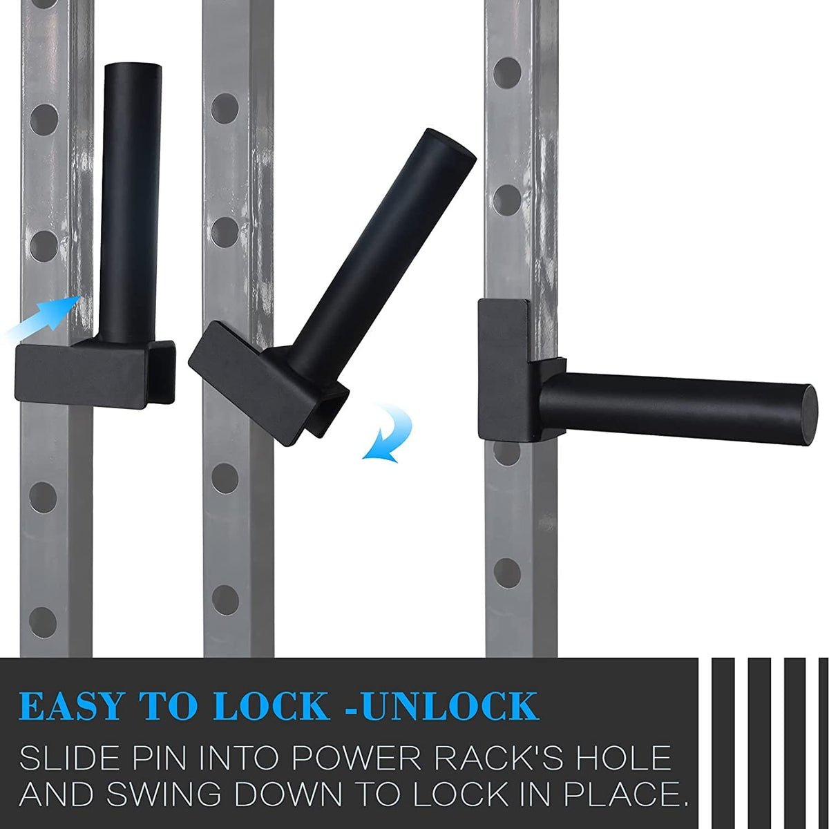 Balelinko Multi Grip Set of 2, Barbell Rack Holders Dip Grip Handles, Dip Bar Attachments for 2" x 2" Tube Power Cage, Bonus a Pair of 2" Spring Clip Collars Rings, Black