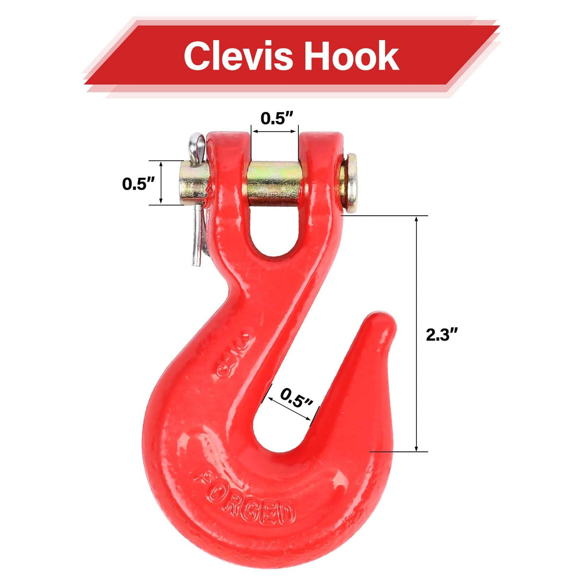 Lechansen 3/8'' G80 Chain Hook, 4 Pack Grade 80 Clevis Hooks Grab Hook, 7,100 Lbs Working Load Limit, Tow Hooks Heavy Duty for G80 Transport Chain and Binders, Trailer Truck - Red
