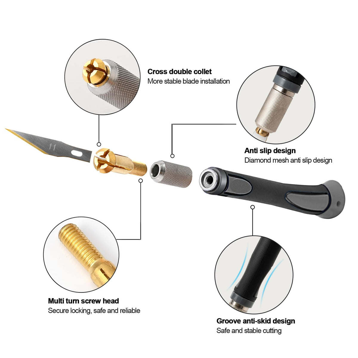EHDIS Exacto Hobby Knife Set, Precision Art Craft Utility Knife Kit with 10PCS # 11 Titanium Coated Blade Refill for Working-Stencil, Scoring, Scrapbooking, Architecture Modeling, Crafting