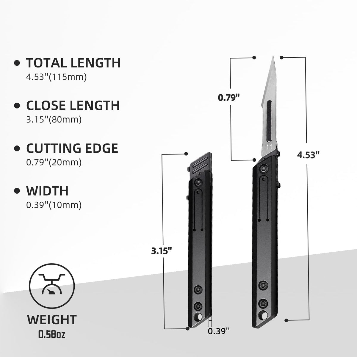 TIKIDESIGN Titanium Folding Scalpel Knife – Includes 10 #11 Replaceable Blades, Keychain EDC Pocket Tool for Precision Cutting, Outdoor, Craft & Daily Use – Lightweight, Durable, Razor-Sharp Utility Knife(Black)