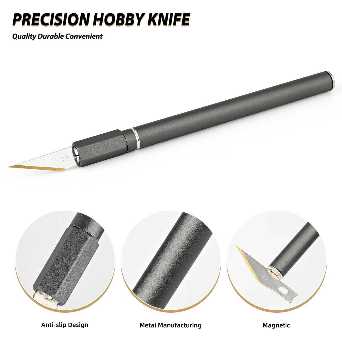 EHDIS Precision Exacto Knife Set with 20 Titanium Coated Blades – Razor Sharp Craft Utility Knife for Model Building, Vinyl Cutting & Detailed Art | Professional Hobby Knife Kit (Grey)