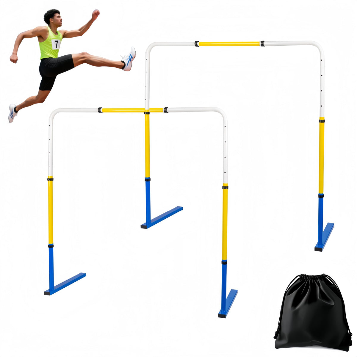 Adjustable Height Hurdles Training Equipment, 2Pcs Metal Practice Hurdles Track and Field for Kids, Youth and Adults Agility Training, Jumping Speed Hurdles for Football, Soccer, Basketball, Dogs