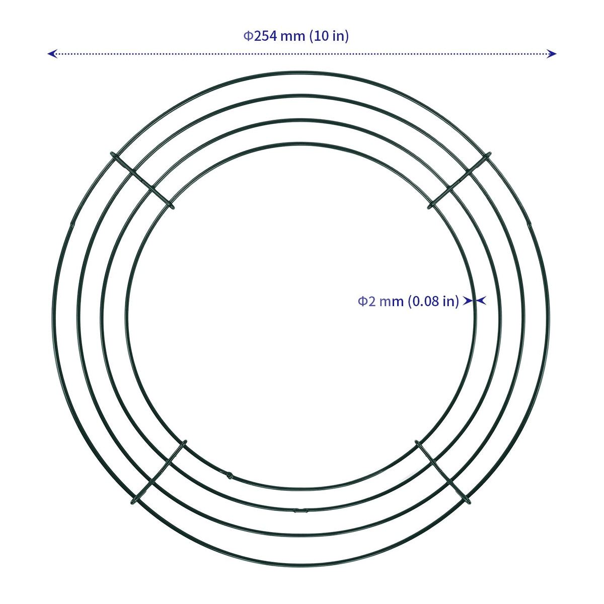 SOUJAP 40 PCS 10 Inch Metal Wreath Frame Ring, Round Green Wire Floral Wreath Form for Party, DIY Crafts, Home Decoration