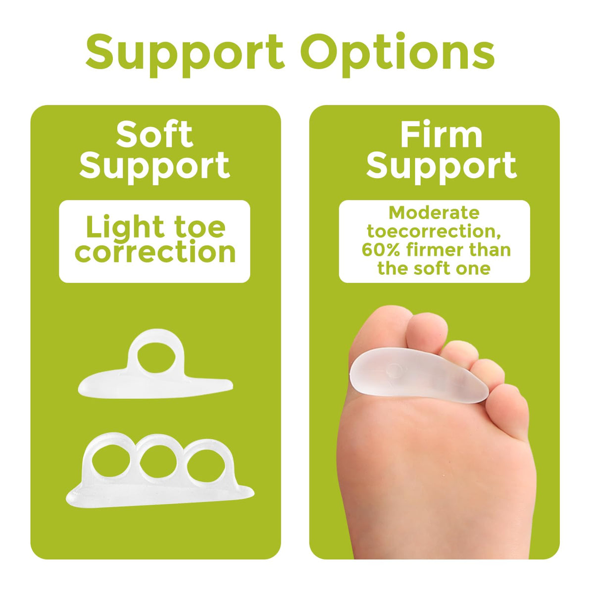 Bukihome Hammertoe Corrector Gel Toe Straighteners - 12 pcs Support Crest for Women & Men - Realign Bent, Crooked, Curled, Claw, Hammer Toes - Clear,Multi-Size