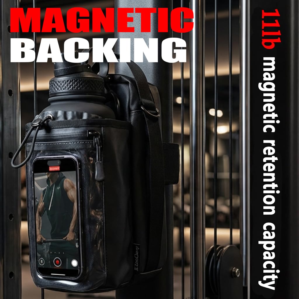 EC Ecoclasp Magnetic Gym Bag Water Bottle Holder Small Bag for Men Women Waterproof 900D Gym Gifts 32oz Insulated Water Bottle Towel Set