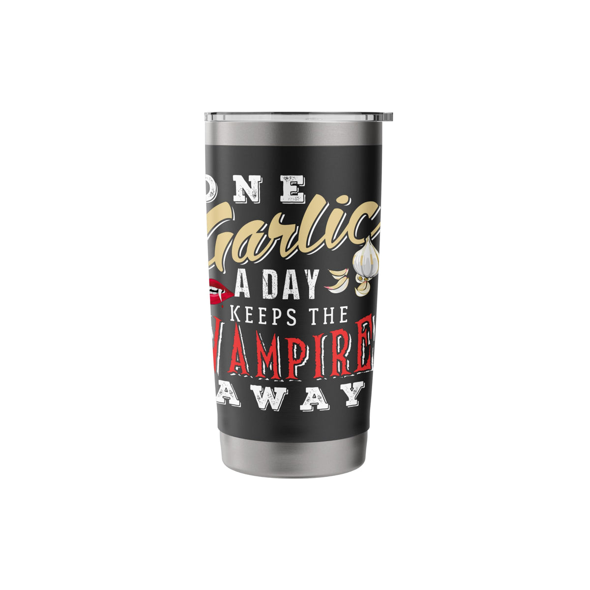 A Garlic And A Vampire Halloween Design For Spice Lover Stainless Steel Insulated Tumbler