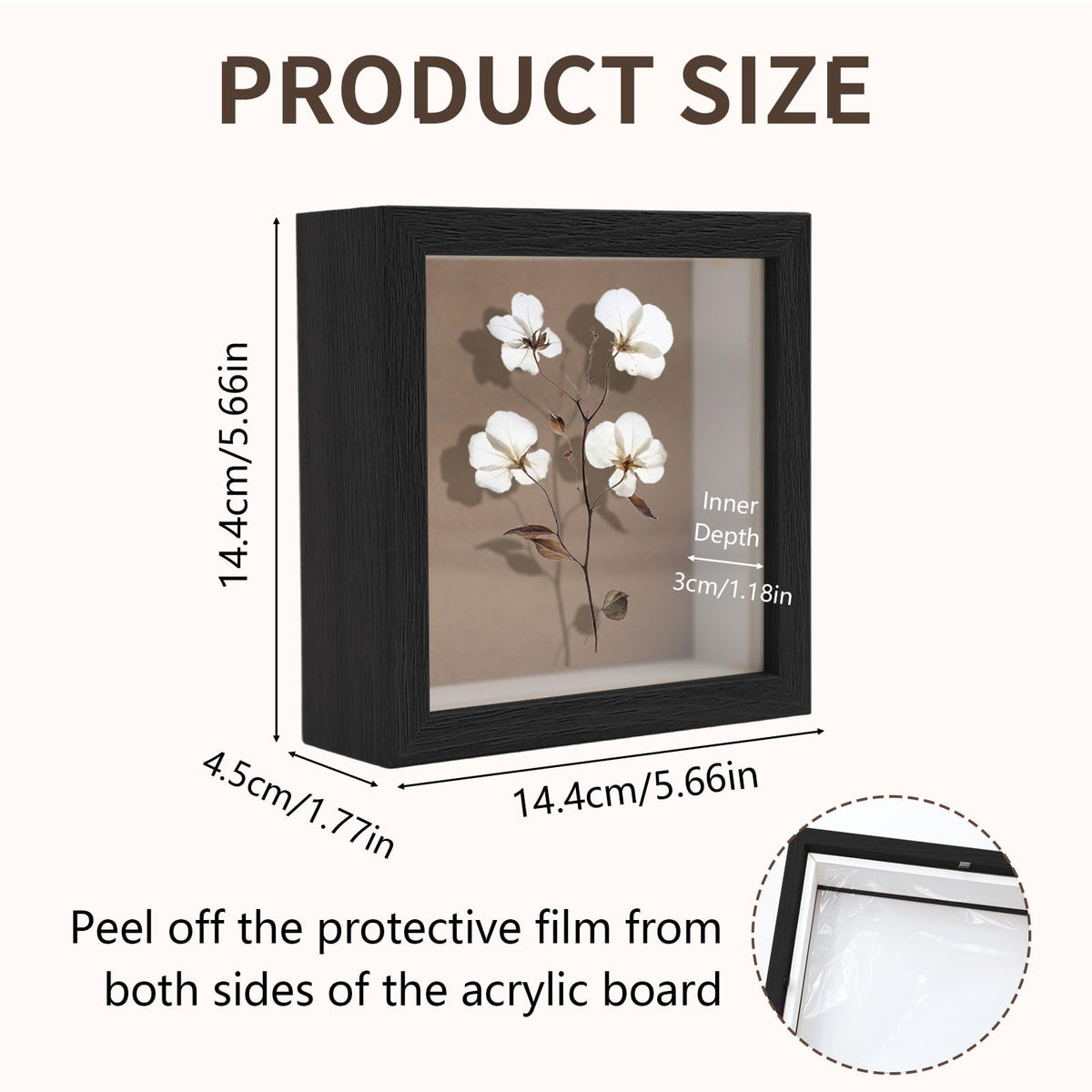 Shadow Box Frame Display Case 5×5 - 6 Pcs Black Display Case Box for Memorabilia, Medal, Wedding Memories, Crafts, Tickets and Photos & Picture Frame for Wall & Tabletop