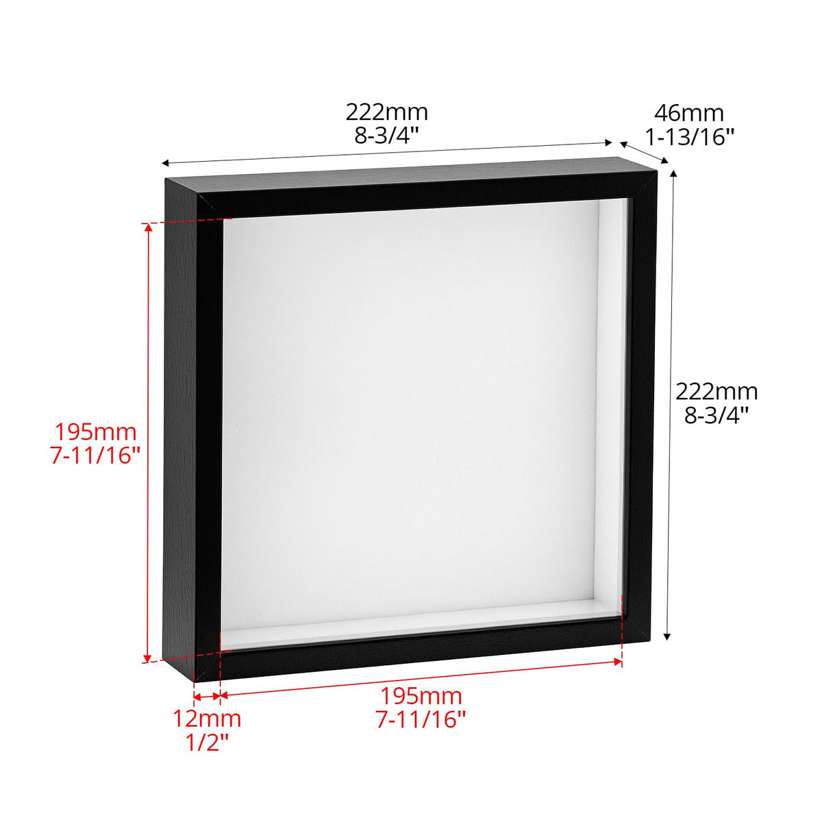 QWORK 8" x 8" Shadow Box Picture Frames, MDF Wood with Acrylic Front, 2 Pack Square Shadow Boxes Display Cases for Photos, Crafts, and Keepsakes