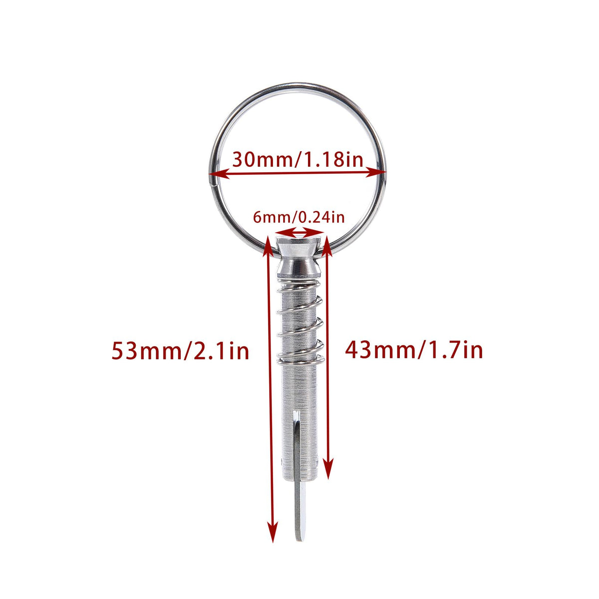 10 Pack Quick Release Bimini Pins, 1/4" Diameter - Boat Canopy Top Pins with Pull Ring, Full 316 Stainless Steel Marine Hardware
