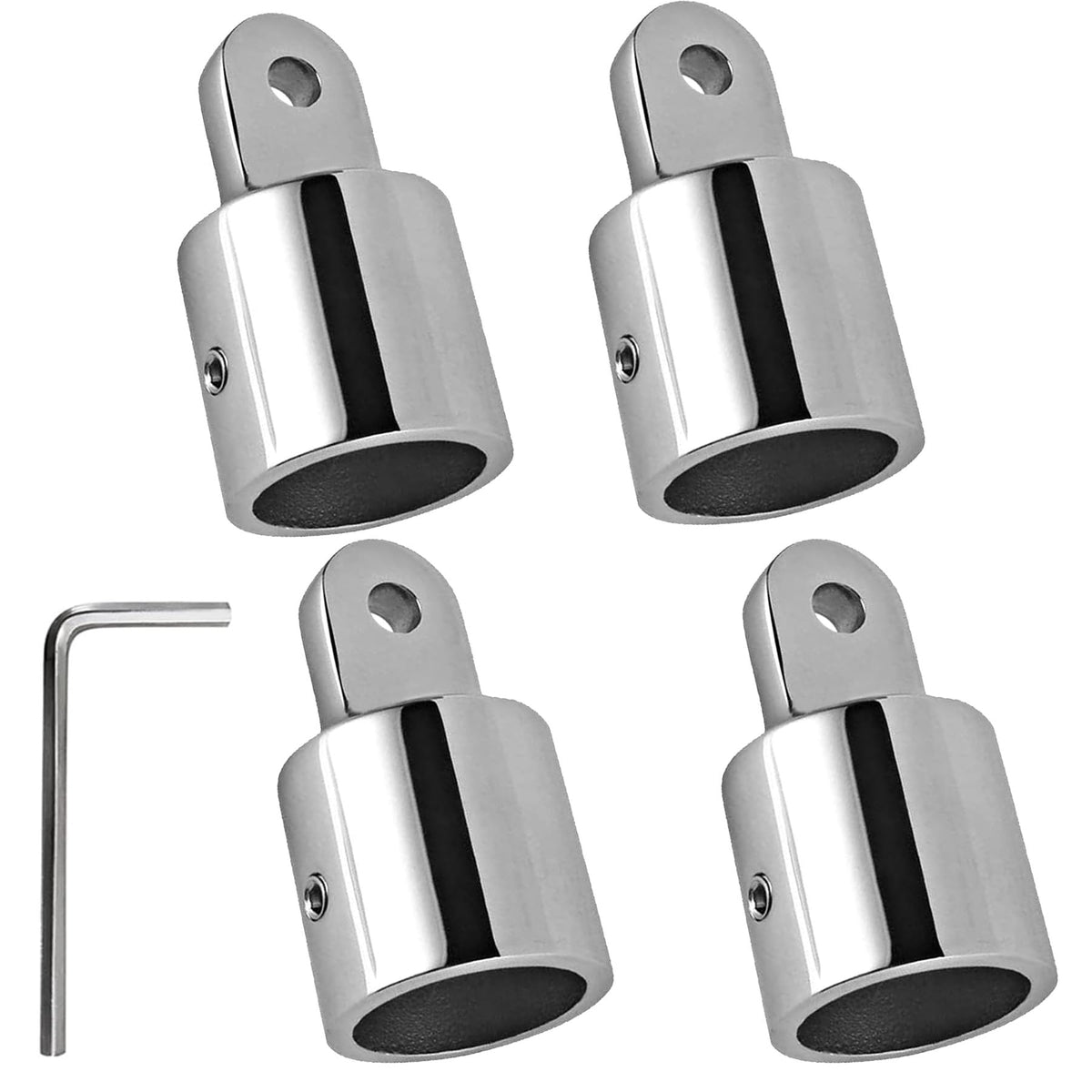 Laorde 316 Stainless Steel Bimini Top Eye End Cap 7/8 inch and 1 inch Marine Grade Heavy Duty Bimini Top Parts for Boats with L Shape Hex Key (1 inch 4 Pack)