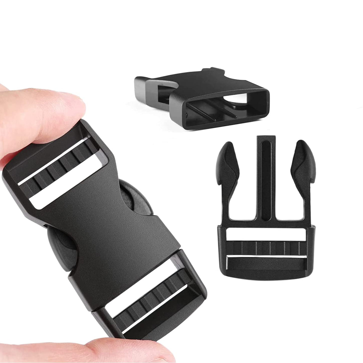 6 Pack 1" Buckle Quick Side Release Buckles Dual Adjustable No Sewing Clips Plastic Buckle Replacement for Nylon Webbing Straps Backpack Belt Dog Collars(Inner Diameter 1 Inch)