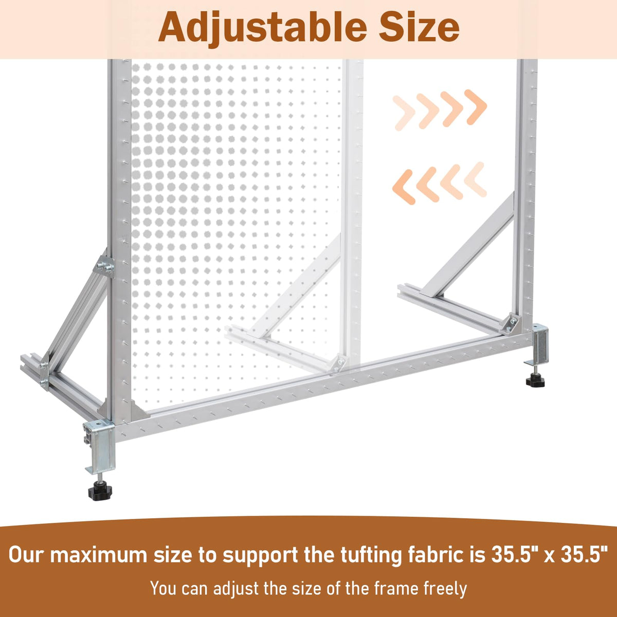 tonchean Rug Tufting Frame Kit 35.5''x35.5'' Aluminum Metal Tufting Frame for Rug Making Adjustable Tufting Cloth Stand for Carpet Making, Tufting Supplies