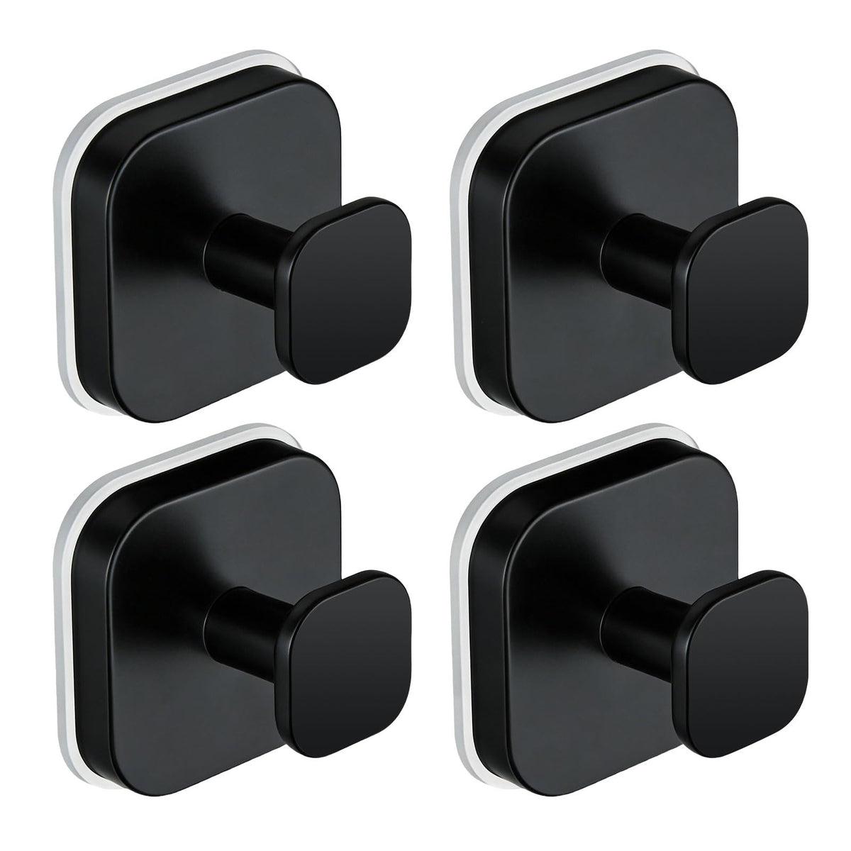 Fliverly Suction Cup Hooks for Shower,Heavy Duty No-Drill Removable & Reusable Hooks,Strong Hold Metal Towel Robe Loofah Hanger for Bathroom Kitchen Glass Mirror Tile Smooth Surfaces (Black,4 Packs)