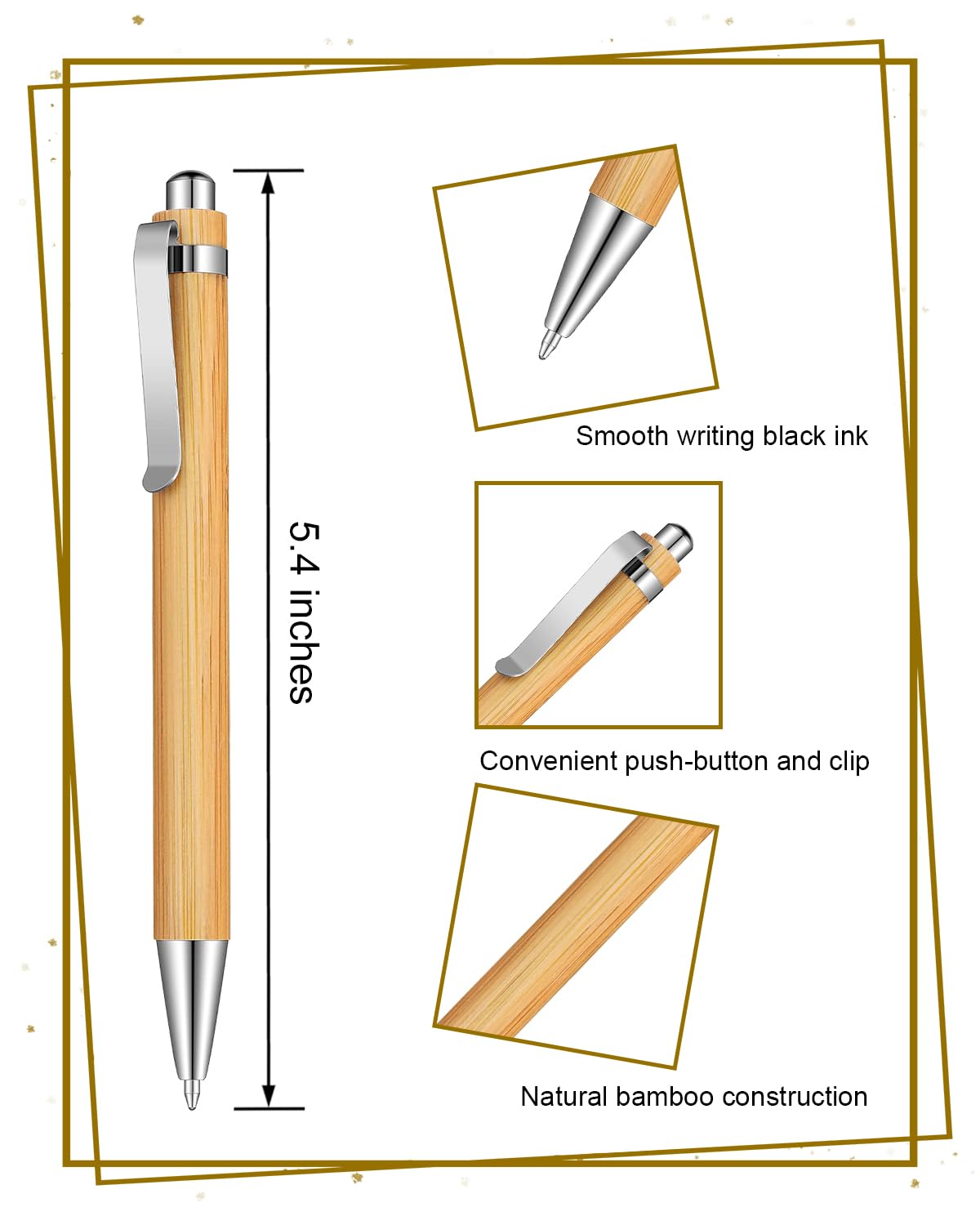 lyforx 200pcs Bamboo Pens Bulk Wooden Bamboo Pens Engraving Wooden Ballpoint Pen Customizable Gift Pen Bulk