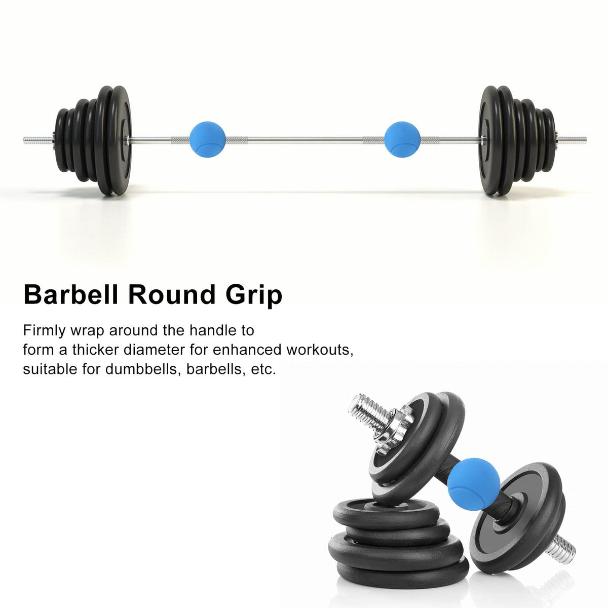 Dilwe Barbell Grips, 1 Pair of Barbell Dumbbell Curved Grip Round Spherical Silicone Non Slip Thickened Grip for Massive Arm and Muscle Building (Blue)