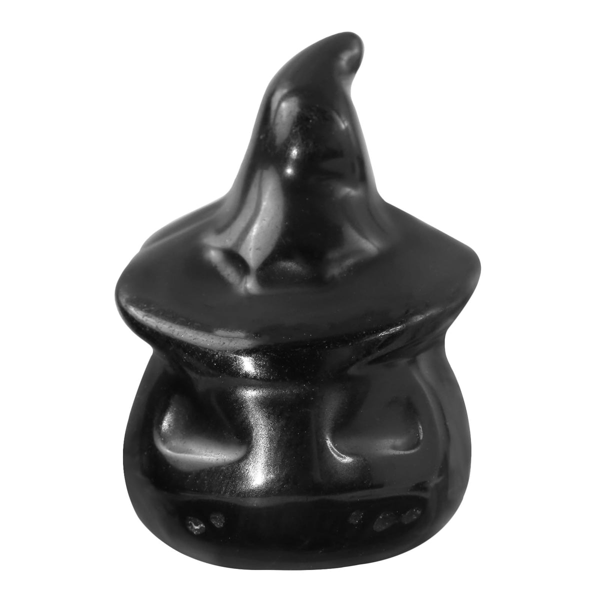Nupuyai Pack of 2 Carved Ghost Pocket Statue Pumpkin Head Crystal Ghost Sculpture Figurine Halloween Decor for Home Office Tabletop, Black Obsidian