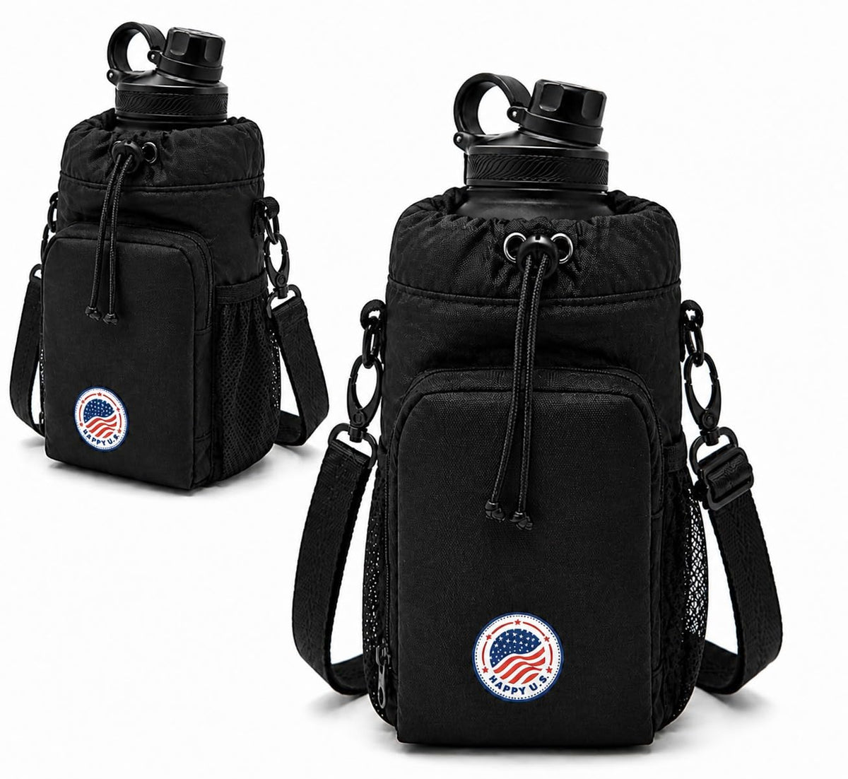 Happy U.S Magnetic Gym Bag - Water Bottle Holder with Strap for Men and Women - Magnetic Sling Carrier with Phone Pocket and SBS Zipper - Fits 40oz Bottles