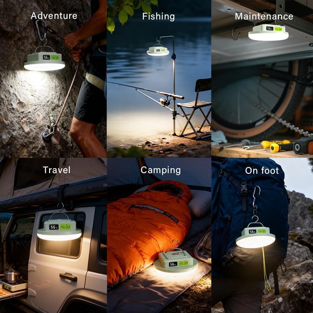 Tent Lights & Canopy Lights, Camping Lantern/Lamp, Rechargeable LED Camping Light, 4500LM 4 Modes Dimmable, 7200mAh Magnet Flashlight for Emergency & Power Outages, Battery Powered Outdoor Lights