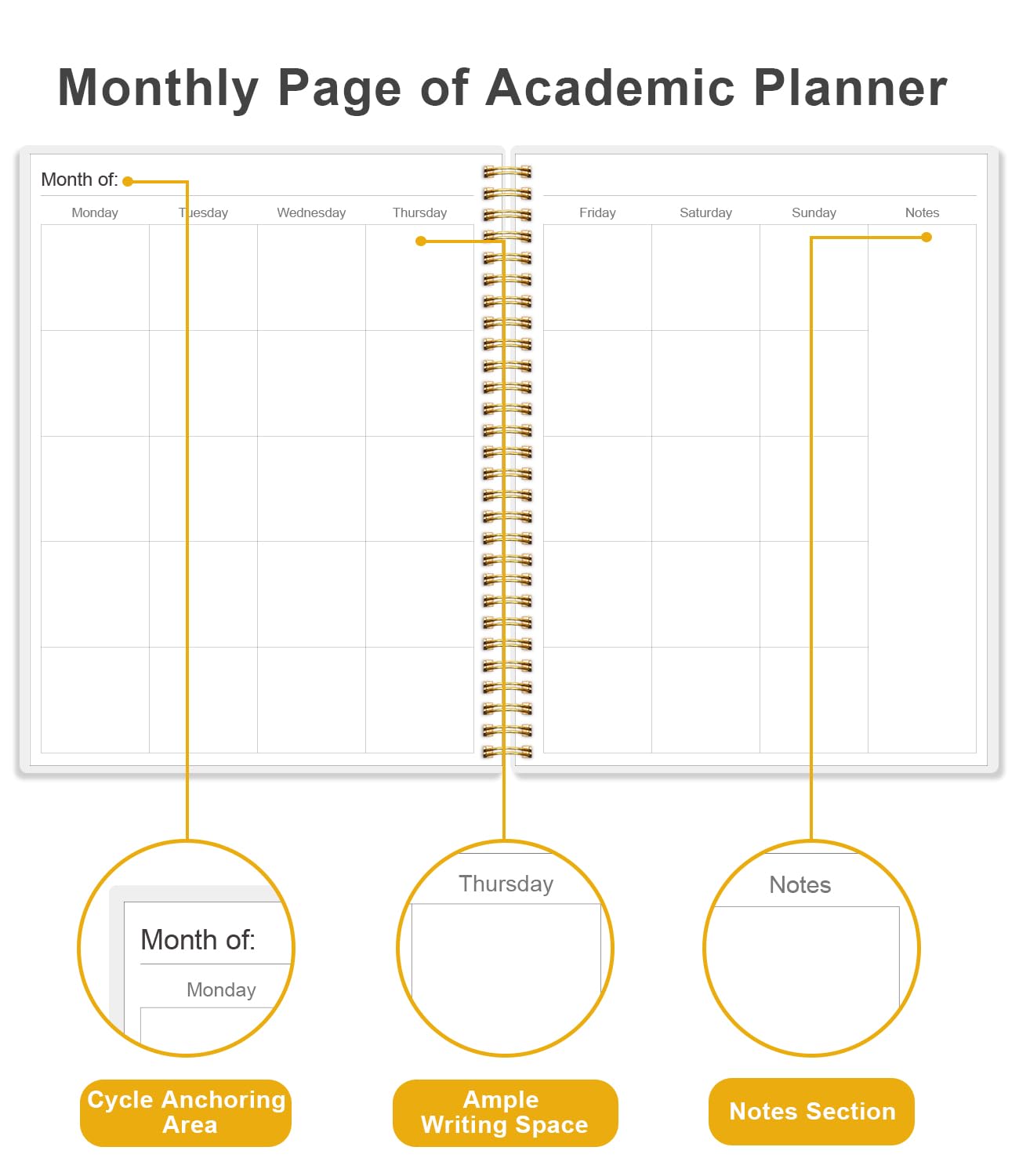 Academic Planner for 2026-2027 or Anytime - Undated Weekly Student Planner For Homeschool, High School, College & Nursing Students, 200 Pages, 8.5" x 11", Black
