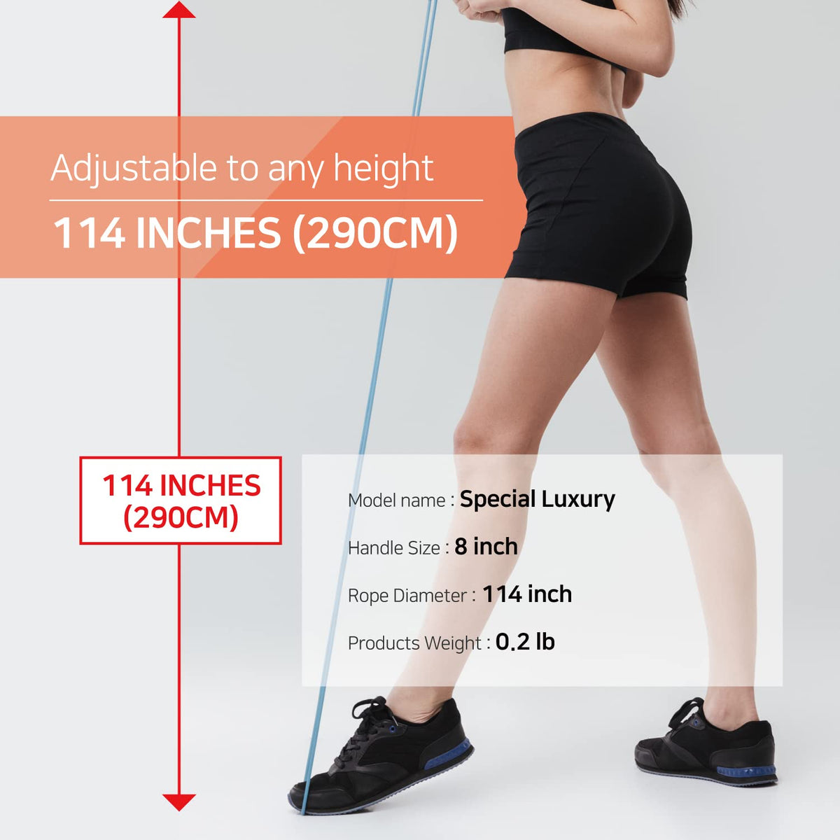 Skipping Jump Rope for Fitness Workout - Light Weight, Adjustable, Tangle Free, Excellent line control for Cardio Boxing, CrossFit, Training Exercise All Ages and Gender ( Special Luxury, KA-220, Made in Korea) (Navy-Yellow)
