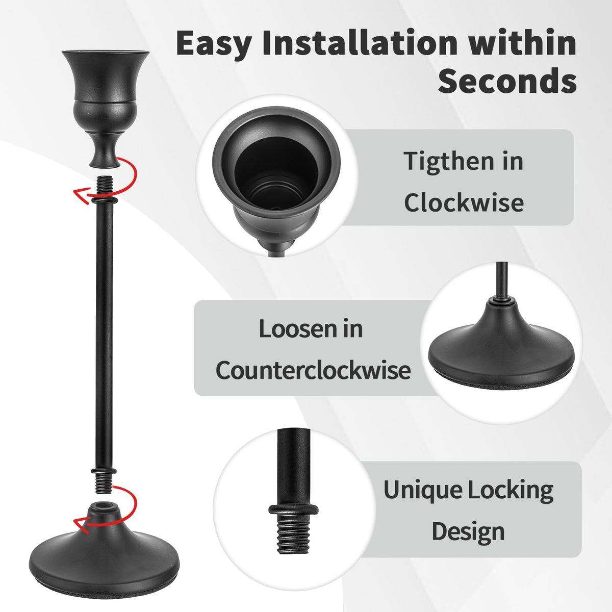 CHILL RECIPE Black Candlestick Holder Tall Taper Candle Holder for Home Decor Table Centerpiece Party Festival Decorations Halloween Decoration (2 Set 6Pcs)