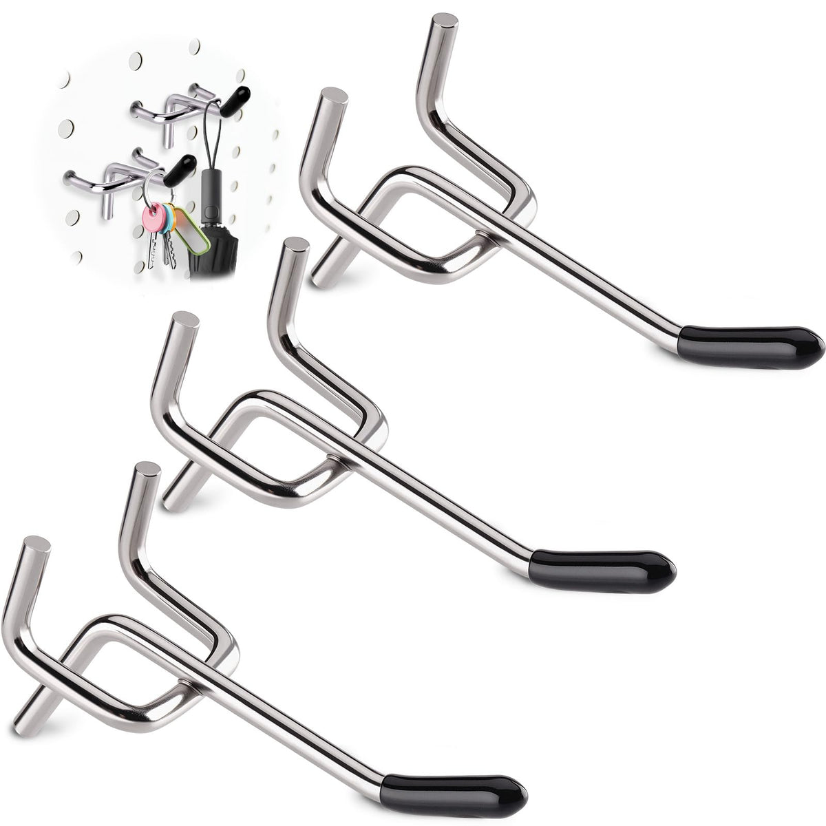 FEAOXYO 60 PCS 2 Inch Pegboard Hooks, Heavy Duty Peg Board Organizer Accessories, Tool Hangers Fit 1/4" Pegboard, Perfect for Garage Storage, Workshop, Craft Room and Wall Hanging Tool