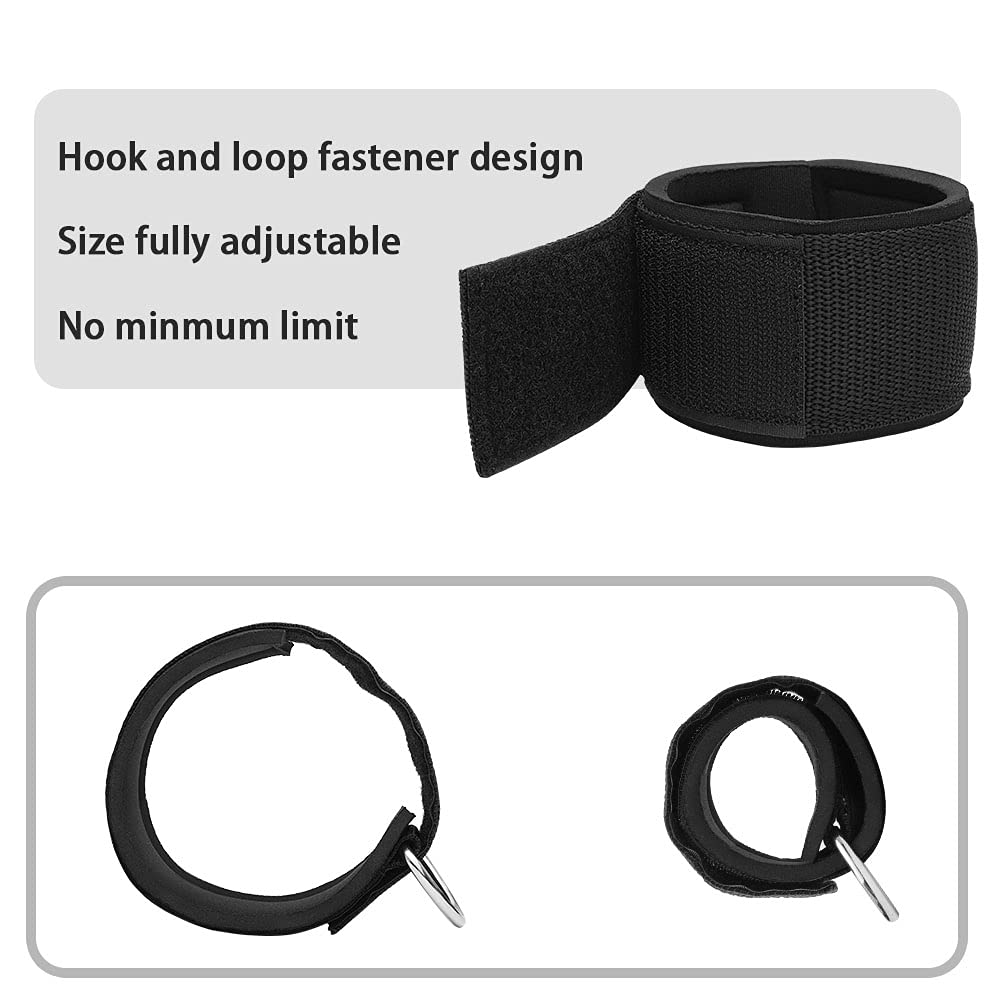 Vishusju Ankle Straps Wrist Cuffs 5.5mm Neoprene Padded Large D-Ring for Cable Machines Fitness Legs Exercise Attachment Adjustable (Rose Pink)