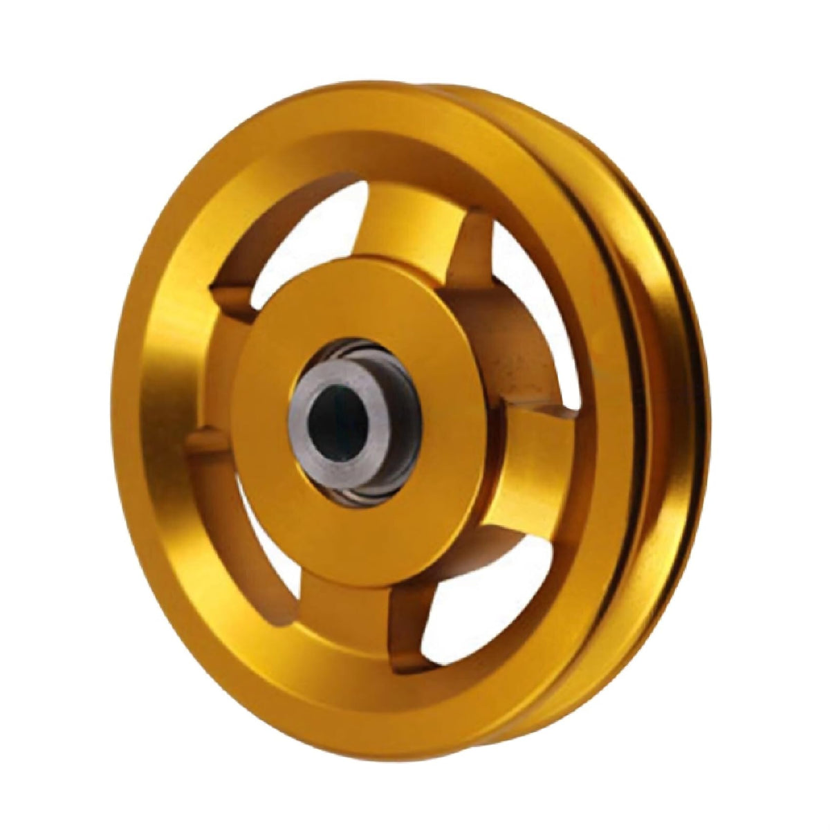 Gueiddi Aluminum Pulley for Home Gym, Load Capacity Sealed Bearing Pulley System, Quiet & Smooth Replacement Gym Pulley Wheel for Cable Machine, LAT Pulldown, Weight Equipment (1, Gold, 114-115mm)